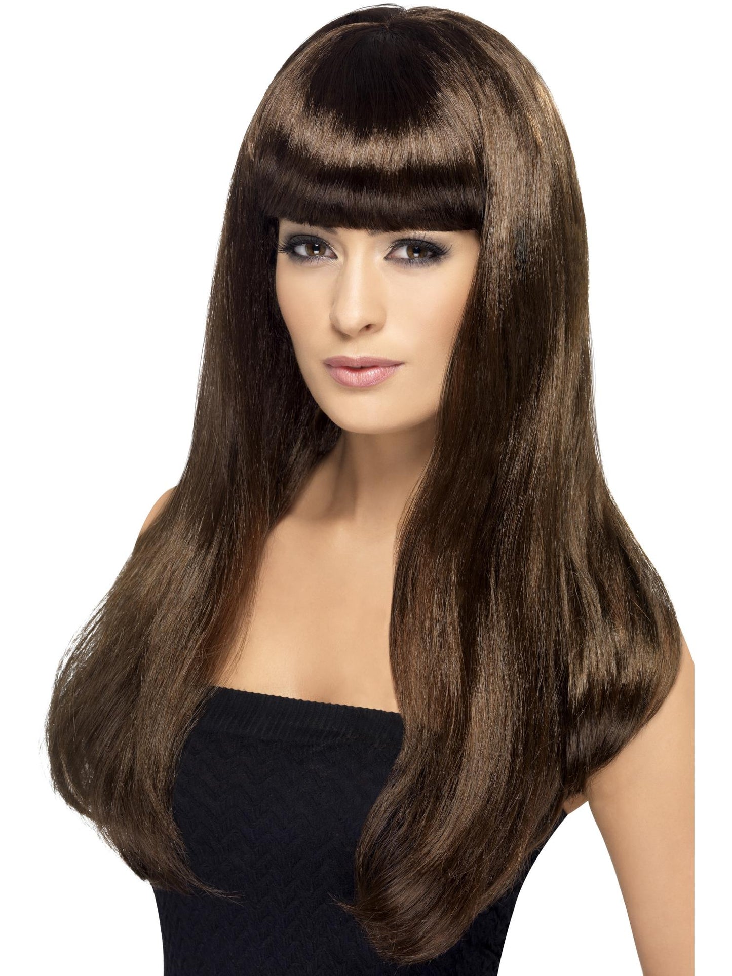 Babelicious Long Straight Wig with Fringe - Brown
