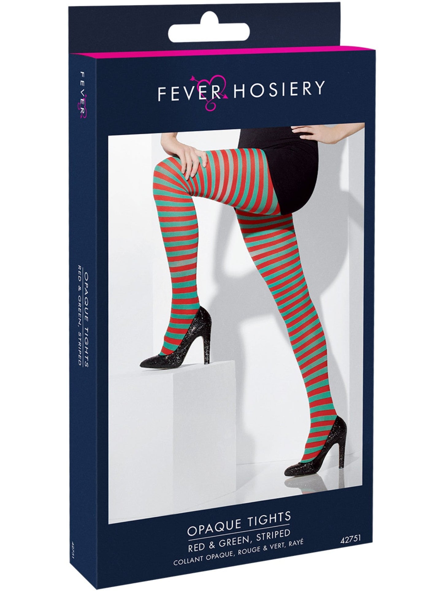 Collants à rayures rouges/vertes