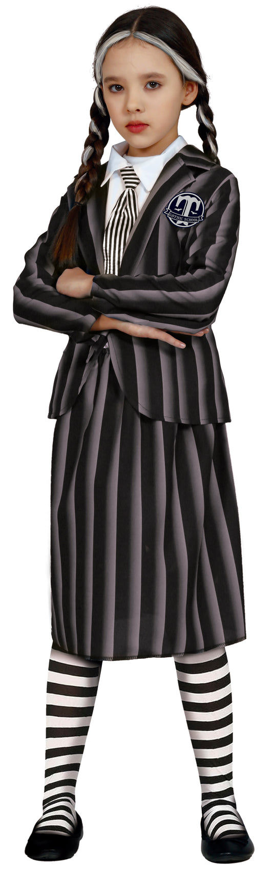 Gothic Student Costume - Kid's Wednesday Style