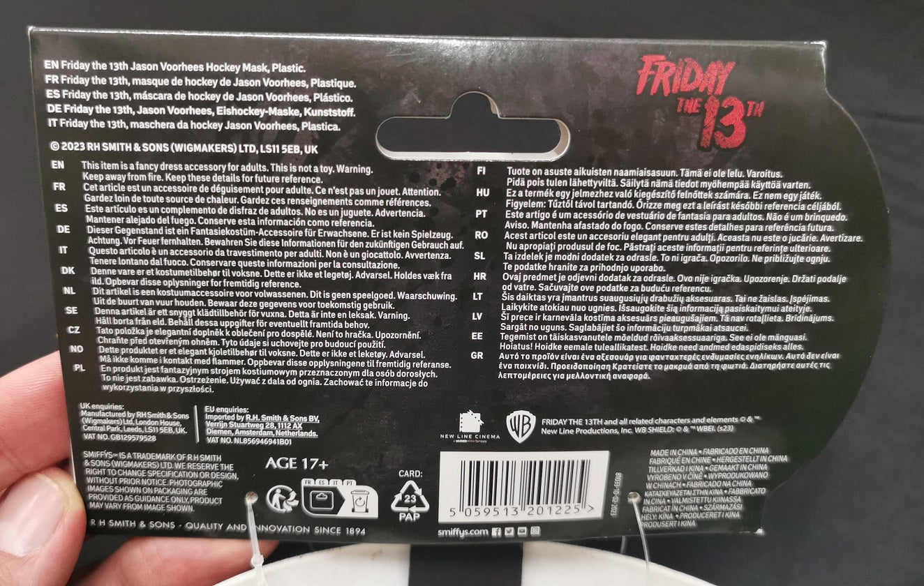 Máscara de Jason Voorhees del viernes 13 - Con licencia oficial