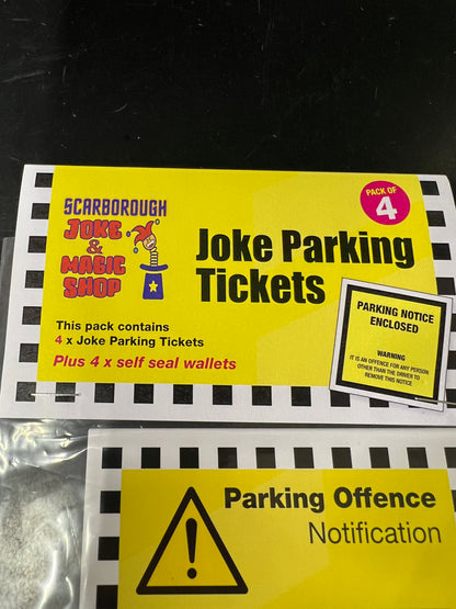 Joke Car Parking Tickets Pack of 4 Joke Tickets