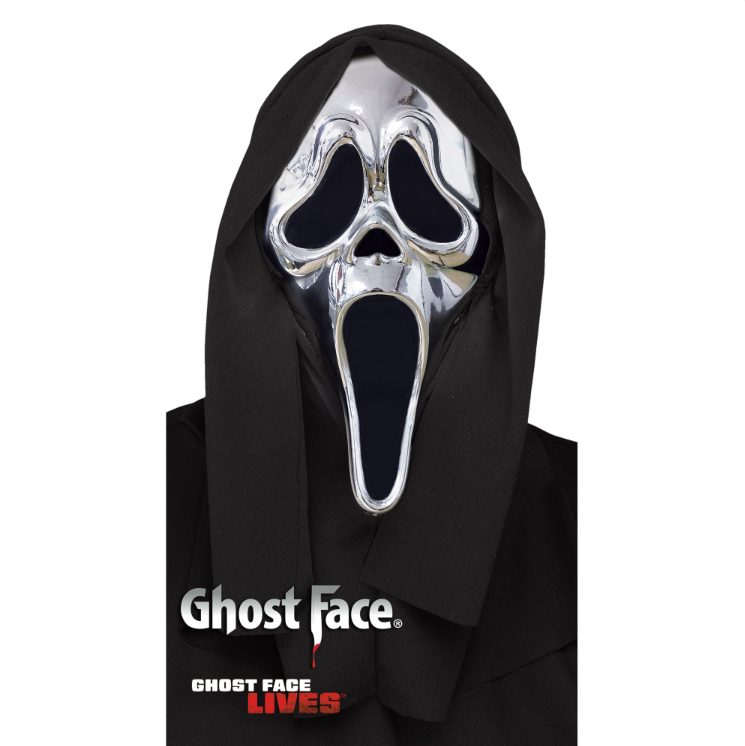 Silver Chrome Ghost Face Scream Mask