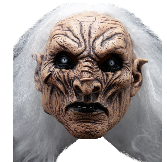 White Haired Demon Mask w. Hair