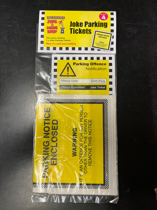 Joke Car Parking Tickets Pack of 4 Joke Tickets
