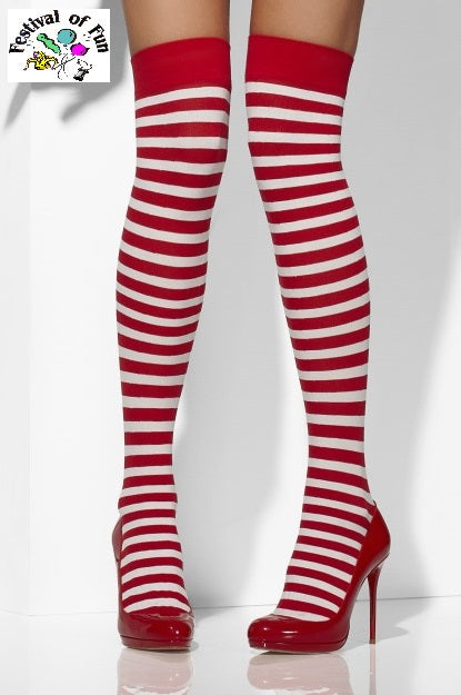 Medias de rayas rojas y blancas