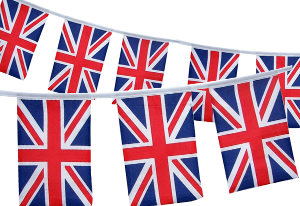 Banderines de bandera Union Jack - Tira de 7 m de banderas británicas del Reino Unido