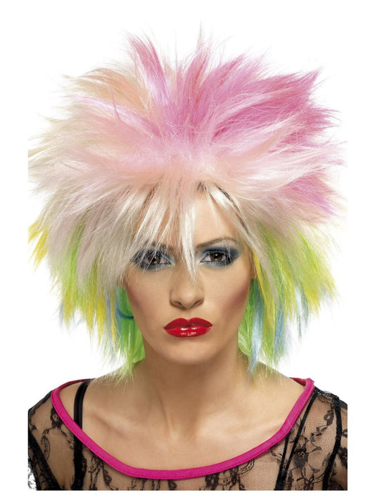 80s Attitude Pop Rock Wig - Multicoloured