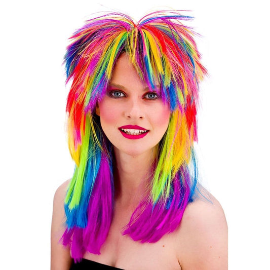 80s Pop Rock Wig - Rainbow Multicoloured