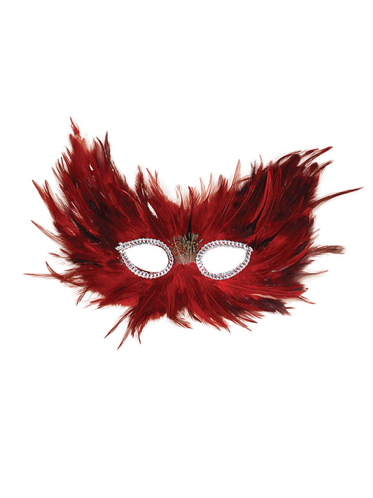 Red & Black Feather Eye Mask