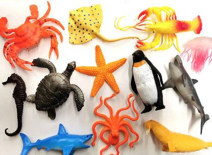 Marine Animals (12 Pack) - Assorted Plastic Sea Creature Toys