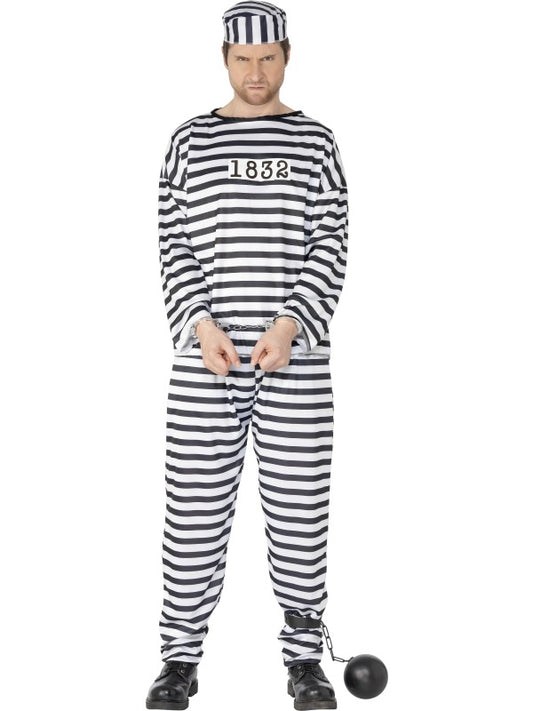 Stripy Convict Costume - Prisoner Overalls