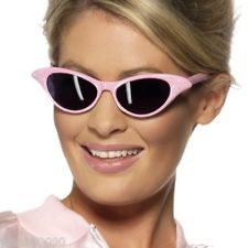 50s Shades - Pink Lady Style Sunglasses - Pink with Diamante