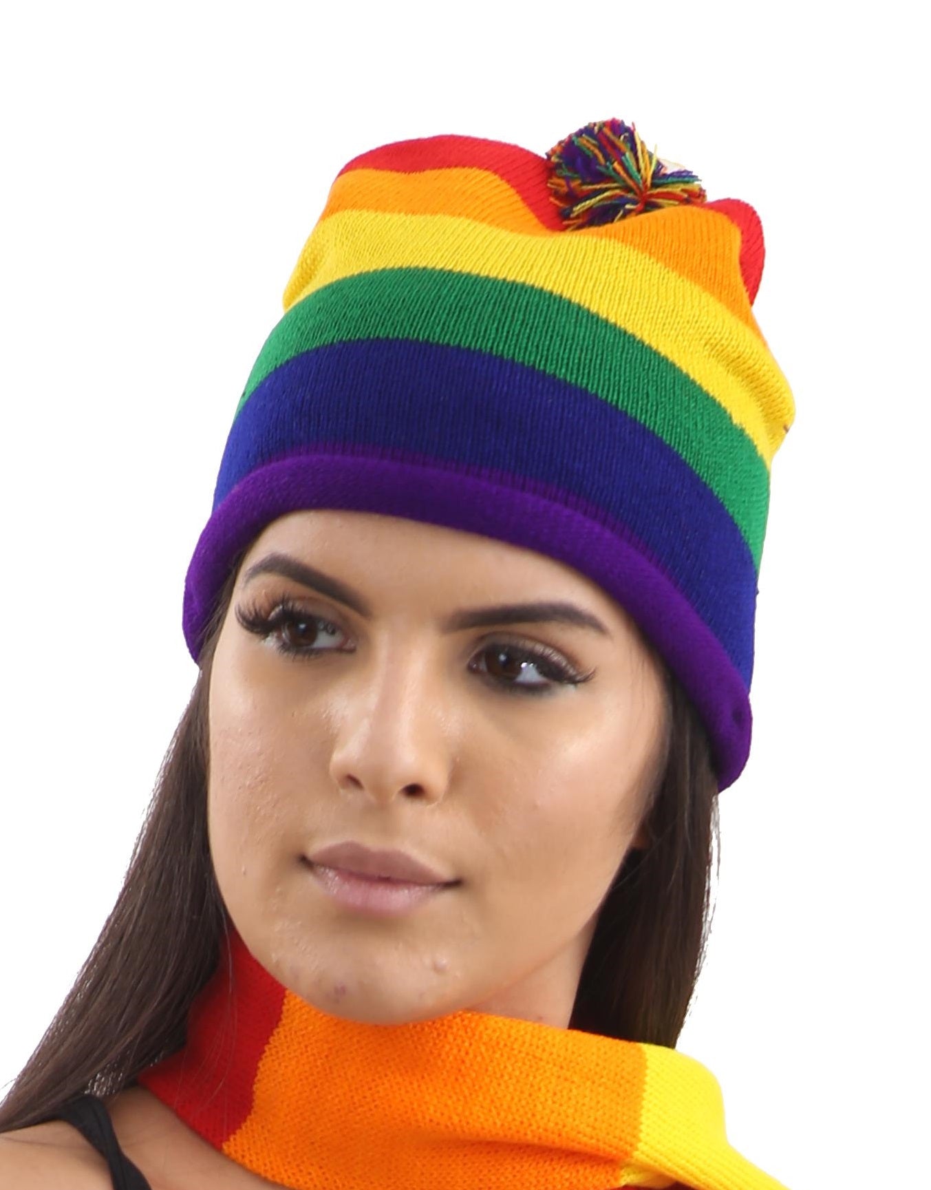 Gorro de punto arcoíris