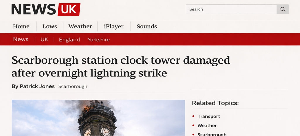 Scarborough Station Clock Tower Damaged After Overnight Lightning Strike