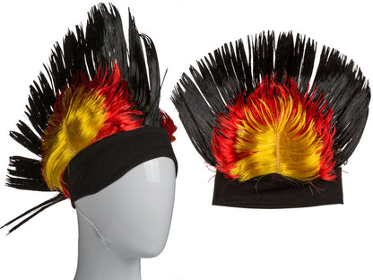 Mohican Wig - Black/Red/Gold