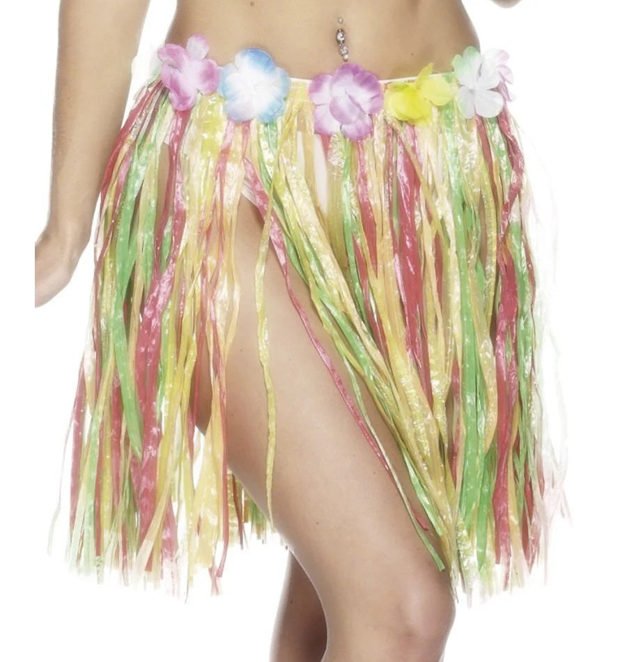 Grass Skirt w. Flowers - 46cm Multicoloured