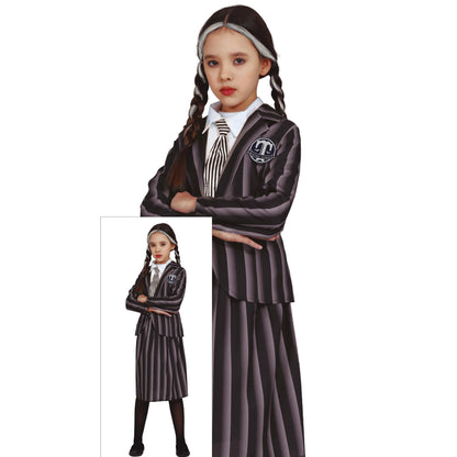Gothic Student Costume - Kid's Wednesday Style