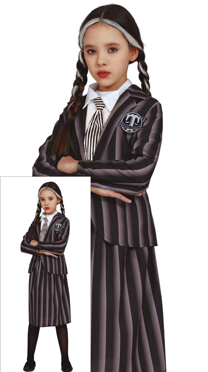 Gothic Student Costume - Kid's Wednesday Style