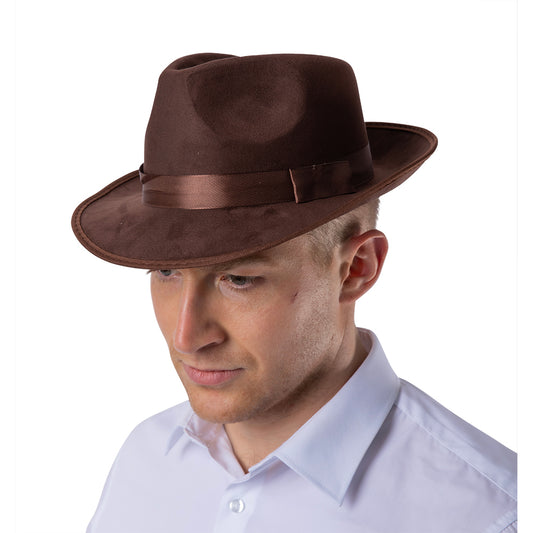 Sombrero Fedora Gangster - Marrón - Indiana Jones - Estilo Freddy Krueger