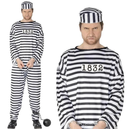 Costume de condamné à rayures - Salopette de prisonnier