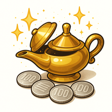 Magic Coin Lamp - Gold Teapot - 20p Version - The Scarborough Joke Shop