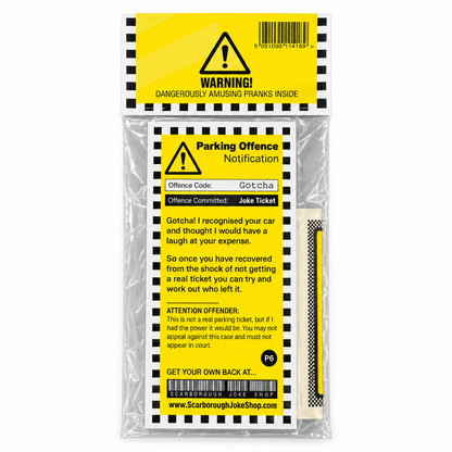Joke Car Parking Tickets Pack of 4 Joke Tickets