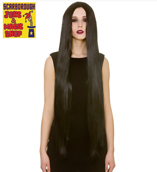 Classic Extra Long Wig (39") - Black Morticia Addams Style