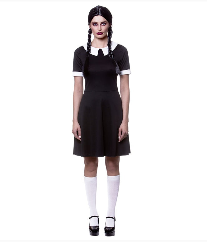 Vestido espeluznante de colegiala - Disfraz estilo miércoles Addams