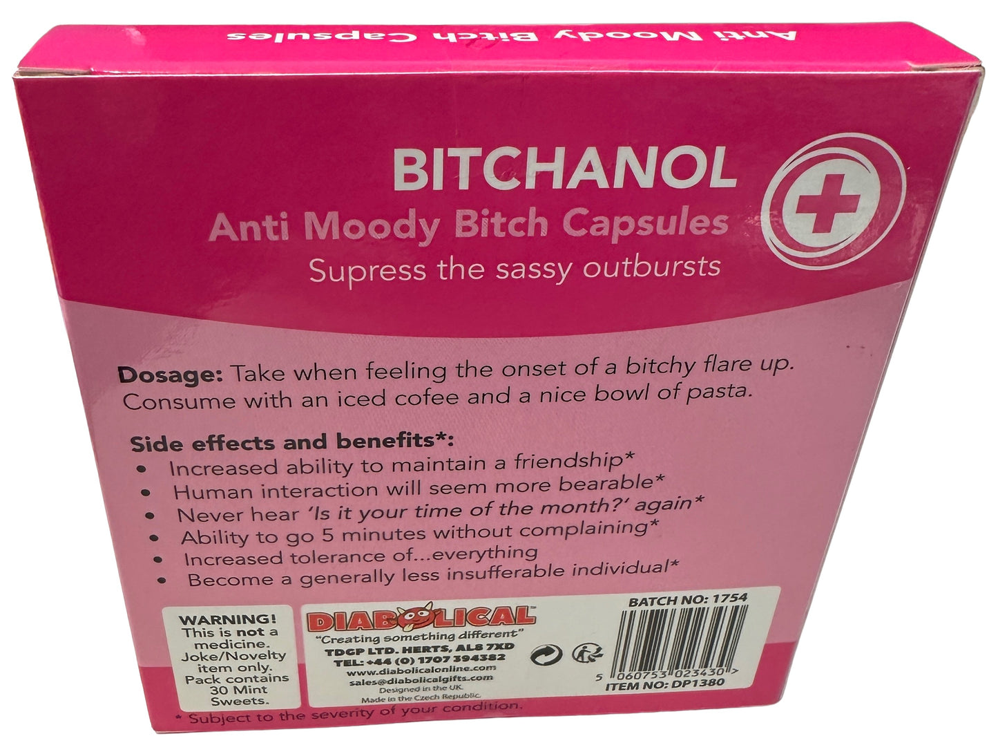 Bitchanol Capsules - Joke Medication Mints