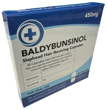 Baldybuncinol Slaphead Hair Revival Capsules - Joke Medication Mints - The Scarborough Joke Shop