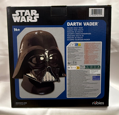 Star Wars Darth Vader mask packaging with branding and product details.
