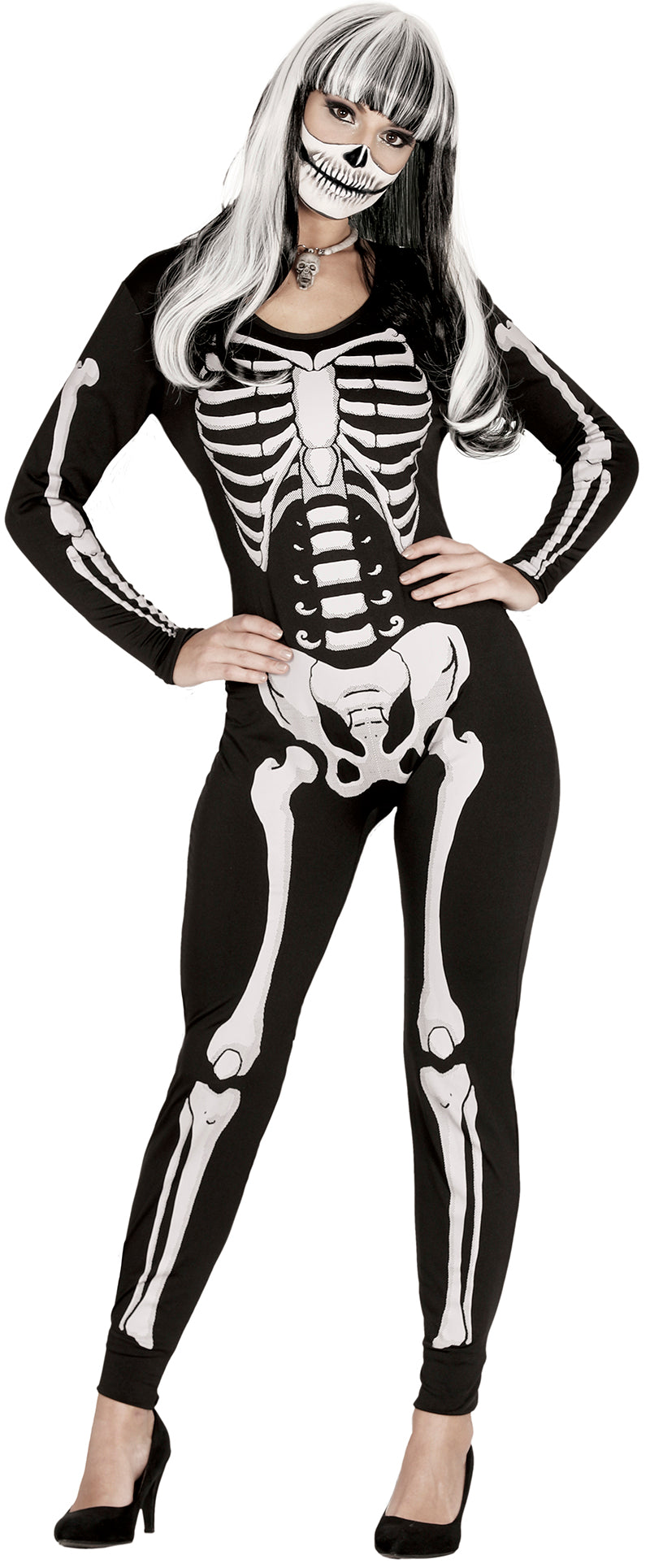 Skeleton Jumpsuit Costume - Lady's