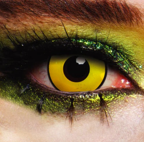 Mal Chick Yellow - UV Glow 1 Day Lenses - The Scarborough Joke Shop