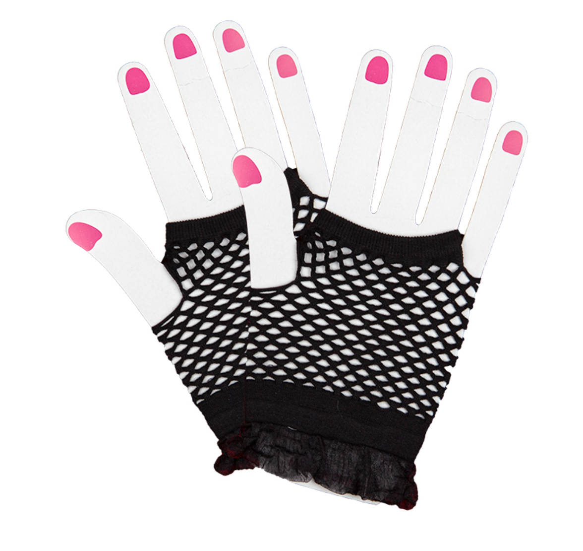 Neon Fishnet Gloves - Black