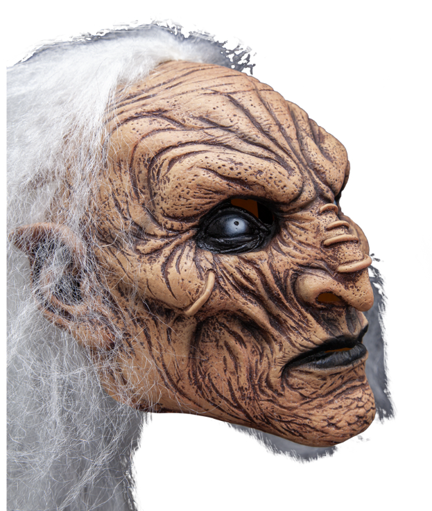 White Haired Demon Mask w. Hair