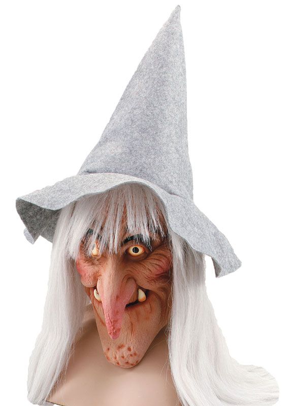 Máscara de bruja w. Sombrero y pelo
