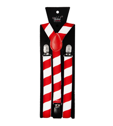 Candy Cane Red & White Braces 3D Look - The Scarborough Joke Shop