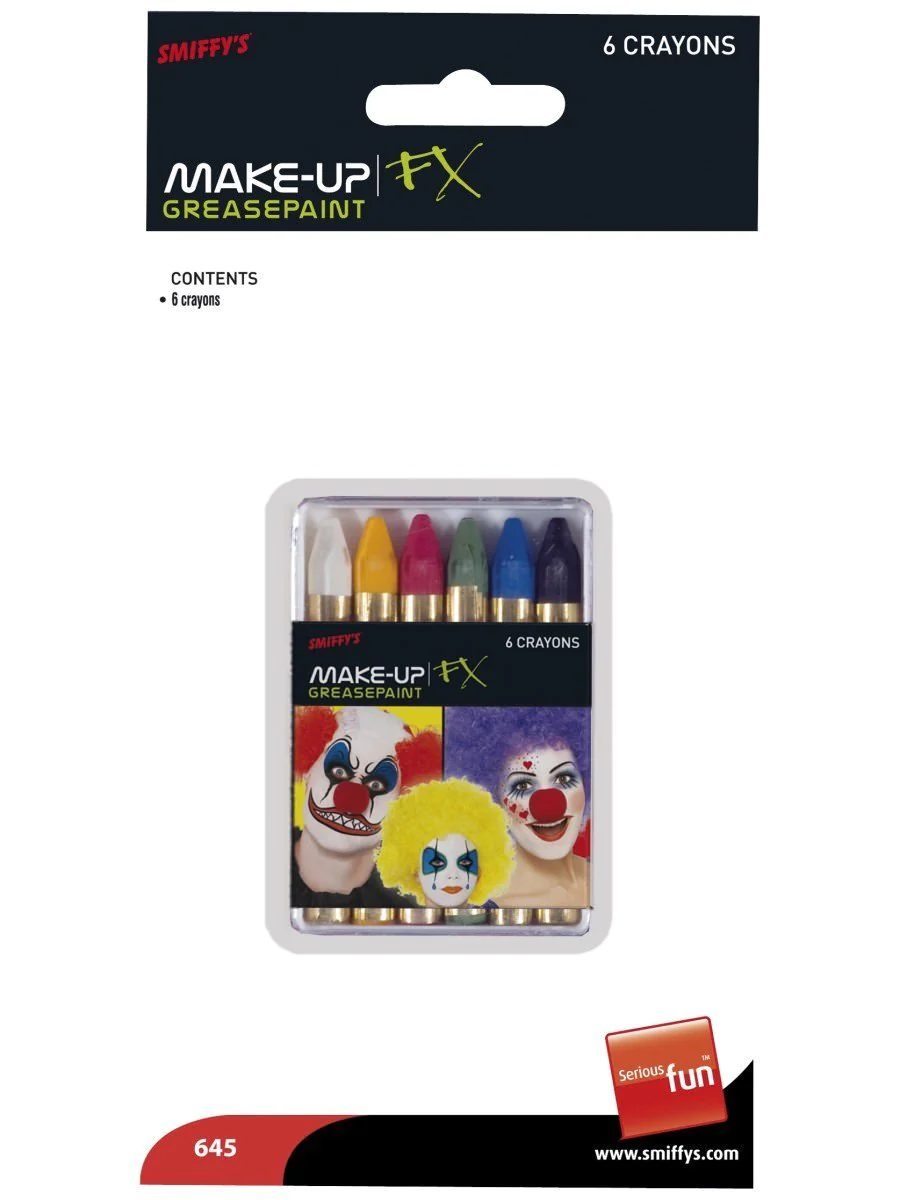 Crayones para rostro/cuerpo de carnaval - Grasa - 6 colores