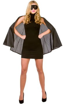Superhero 39" Cape & Mask - Black - The Scarborough Joke Shop