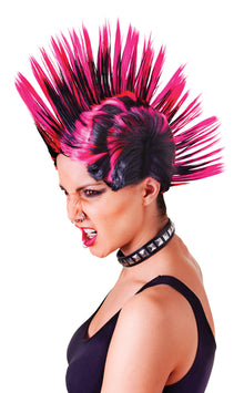 Mohican Wig Pink/Black - The Scarborough Joke Shop