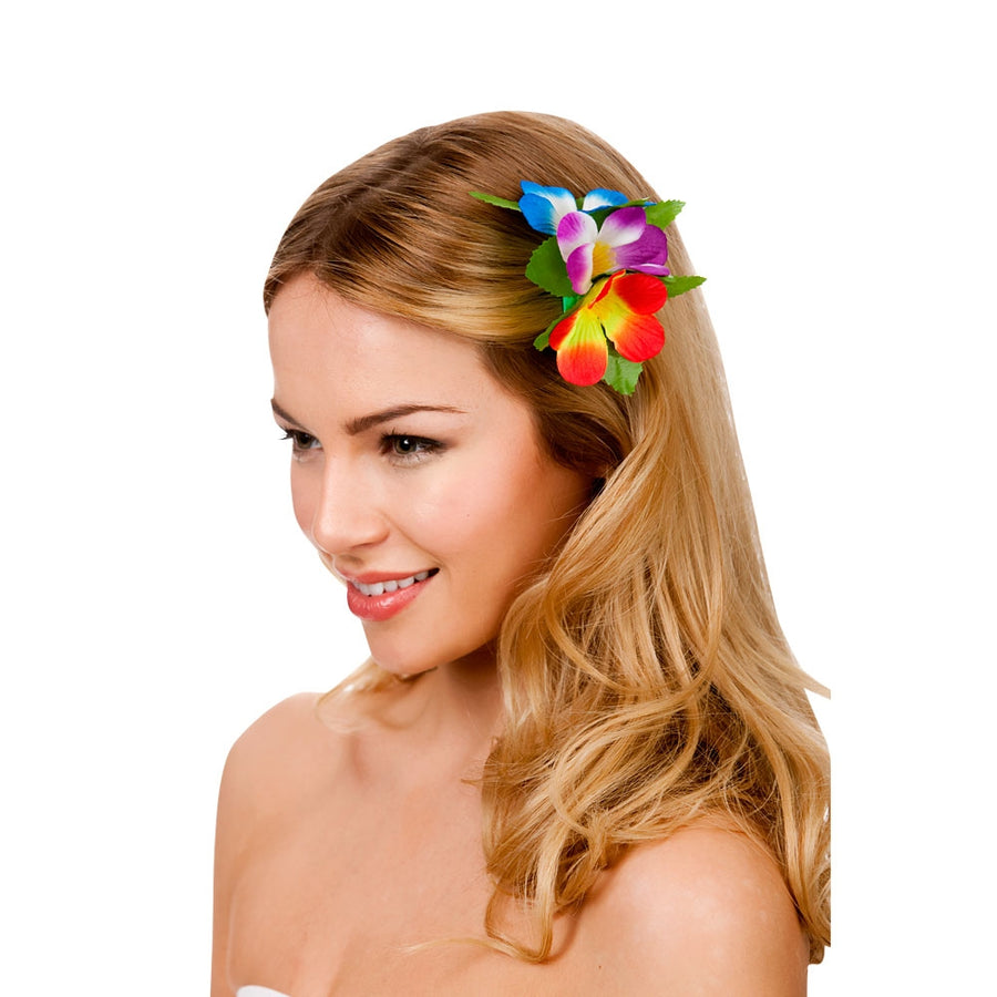 Multi-coloured Flower Hairclip - Hawaiian - The Scarborough Joke Shop
