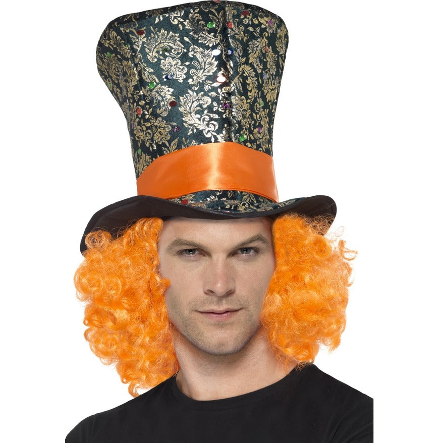 Mad Hatter Top Hat With Hair - Alice In Wonderland Style