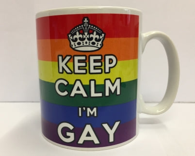 Mantenga la calma Soy gay Rainbow Taza