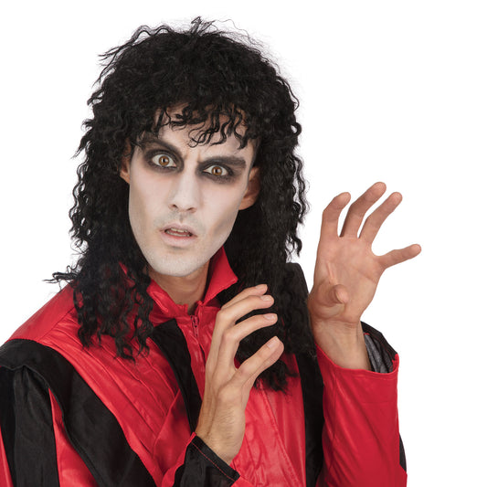 Perruque de type bizarre - Noir effet mouillé Thriller des années 80 Style Michael Jackson