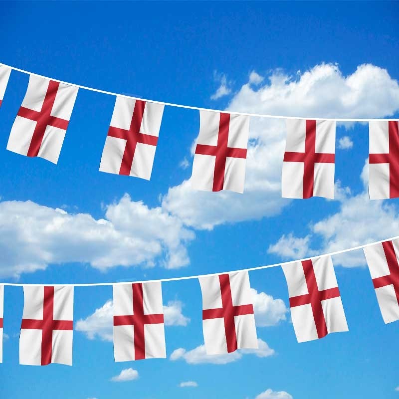 Guirlande de drapeaux de St George – Cordon de 7 m de drapeaux d'Angleterre