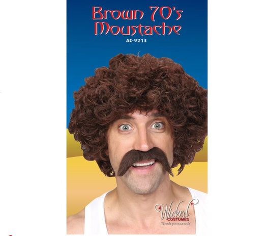 Seventies/Western 70s 60s Style Tash Moustache Brown