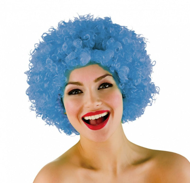 Perruque Afro Pop Clown - Bleue