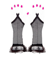 Fishnet Fingerless Lace Gloves - Black - The Scarborough Joke Shop