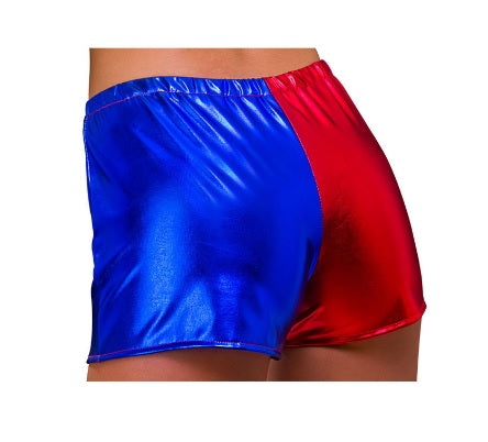 Pantalones calientes azules y rojos - Pantalones cortos estilo Harley Quinn