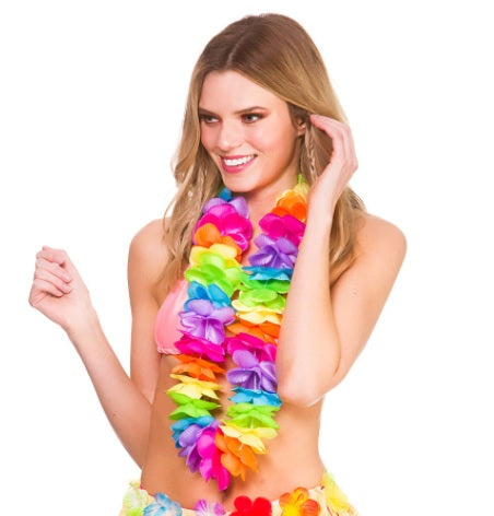 Collar hawaiano Lei- Collar de flores multicolor